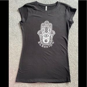 Black Short Sleeve Tee with Hamsa Blessing Graphic